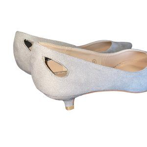 Govdaeor Grey kitten heels and pointed toe